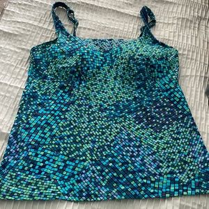 Land’s End Women’s Blue/Green Tankini Top, Size 14